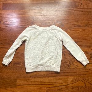 White 10/12 sweatshirt. Comfortable soft and great for an informal event.